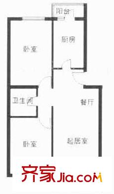潞苑嘉园户型图户型图 2室2厅1卫1厨