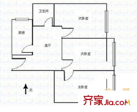 京畿道小區(qū) 3室 戶型圖