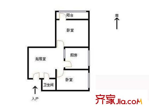 新城东里户型图户型图 2室1厅1卫1厨