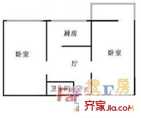 新城东里户型图户型图 2室1厅1卫1厨