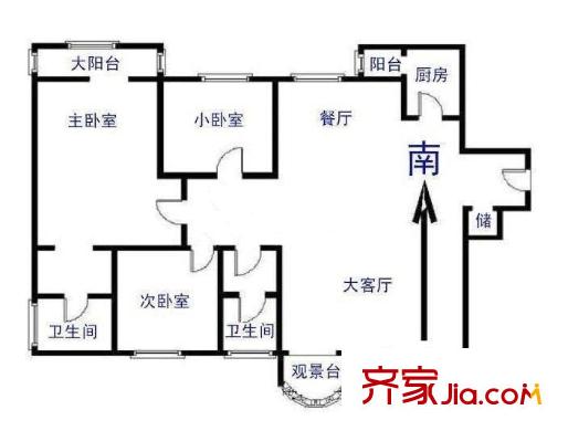 亮马名居 4室 户型图