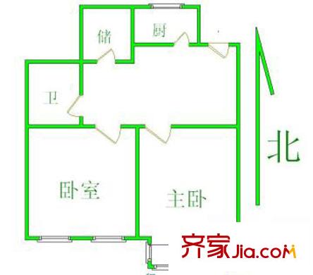 六鋪炕三區(qū)戶型圖戶型圖 2室1廳1衛(wèi)1廚