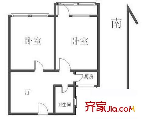 六鋪炕三區(qū)戶型圖戶型圖 2室1廳1衛(wèi)1廚