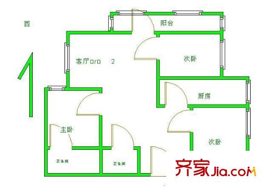 陶然居戶型圖戶型圖 3室1廳2衛(wèi)1廚