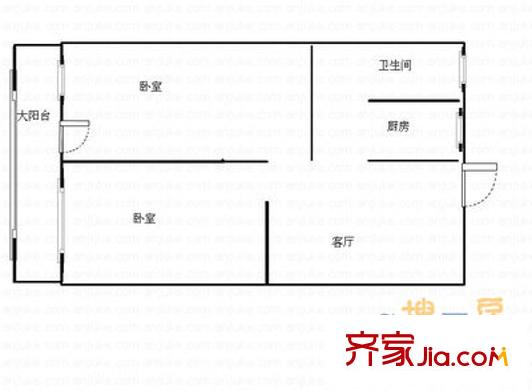 西便門外大街西里戶型圖戶型圖 2室1廳1衛(wèi)1廚