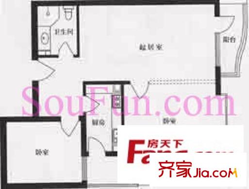 方丹苑户型图户型图 2室2厅1卫1厨