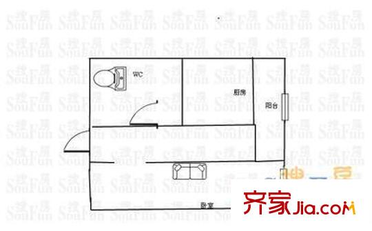 三里河北街2號(hào)院戶型圖戶型圖 1室1廳1衛(wèi)1廚