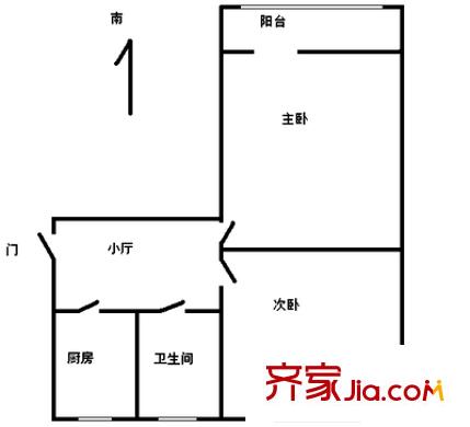 三里河北街2號院 2室 戶型圖