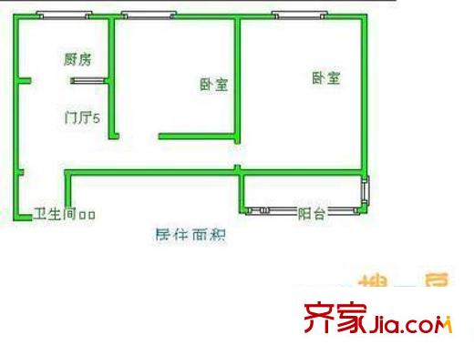 新中西街户型图户型图 2室1厅1卫1厨