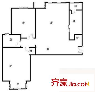 阳光南里户型图户型图 2室2厅1卫1厨