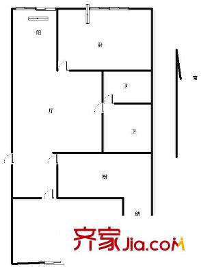 阳光南里户型图户型图 2室1厅2卫1厨