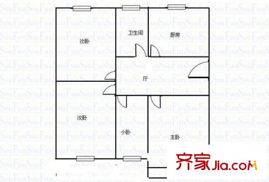 工商大学家属院 4室 户型图