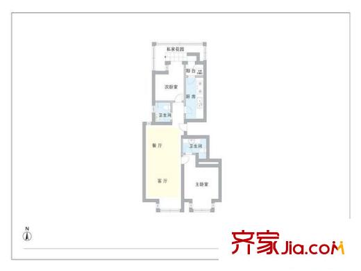 富力桃园 2室 户型图