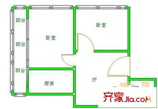 西便門外大街西里戶型圖戶型圖 2室1廳1衛(wèi)1廚