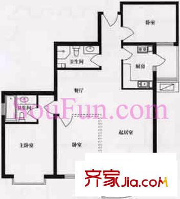 方丹苑户型图户型图 3室2厅2卫1厨