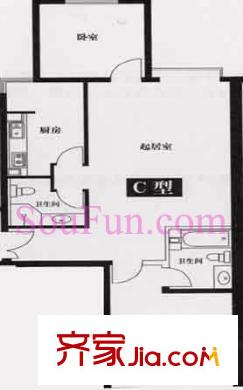 方丹苑户型图户型图 2室1厅2卫1厨