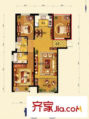 金海太陽(yáng)公園戶(hù)型圖A戶(hù)型 3室2廳1衛(wèi)1廚