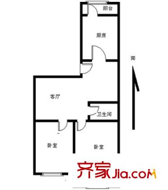 竹溪园户型图户型图 2室1厅1卫1厨
