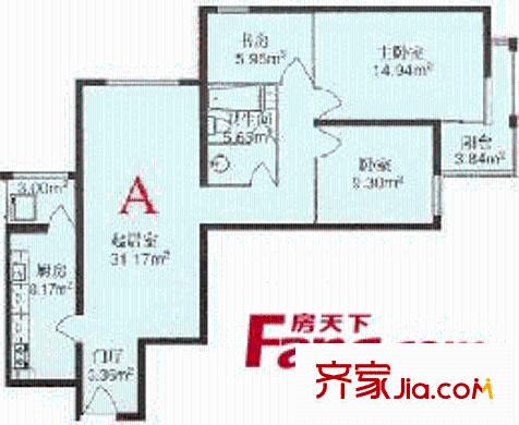 吉祥园户型图A户型 3室2厅1卫1厨
