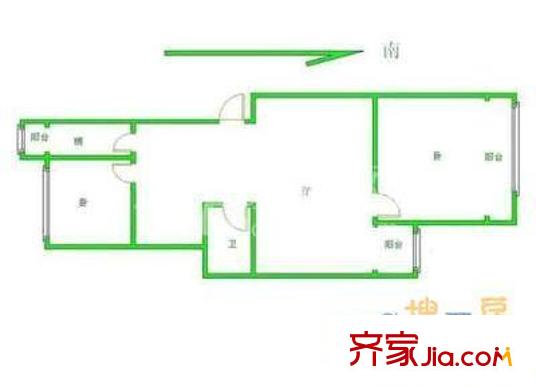 永泰庄甲6号院户型图户型图 2室1厅1卫1厨