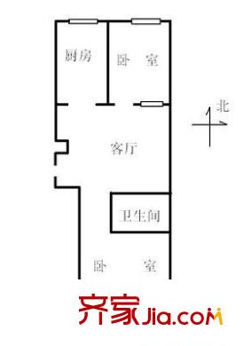 太极小区 2室 户型图