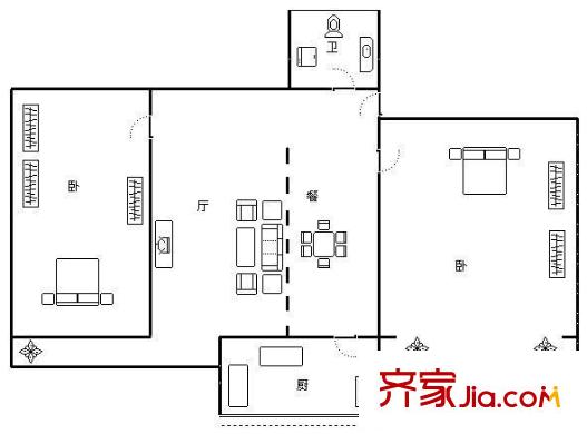 东鱼市口胡同 2室 户型图