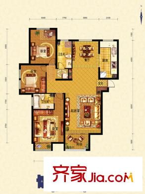 金海太陽(yáng)公園戶(hù)型圖A戶(hù)型 3室2廳2衛(wèi)1廚