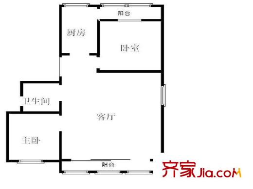 义宾南区户型图户型图 2室1厅1卫1厨