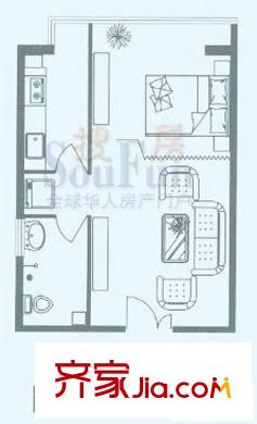 懿品阁户型图G户型 1室1厅1卫1厨