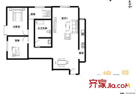竹溪园户型图户型图 3室2厅1卫1厨