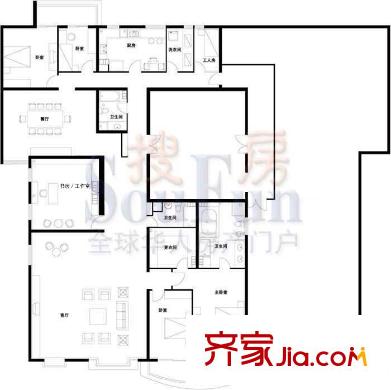 中景濠庭户型图F户型 5室2厅3卫1厨