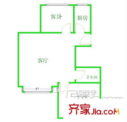 万树园户型图户型图 2室1厅1卫1厨