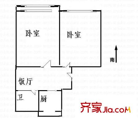 西交民巷小區(qū) 2室 戶型圖