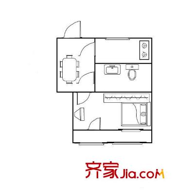灯市口小区 1室 户型图