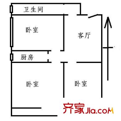 豪威嘉园户型图户型图 3室1厅1卫1厨