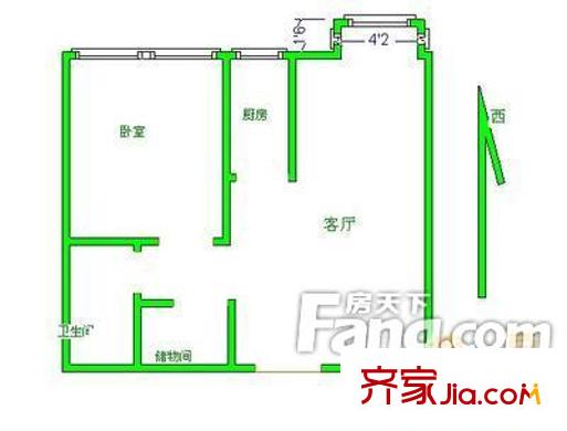 豪威嘉园户型图户型图 1室1厅1卫1厨