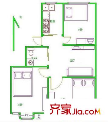 人定湖西里小區(qū) 3室 戶型圖