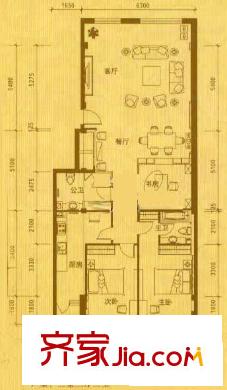 东城逸墅户型图C1-C2三室两厅两卫 3室2厅2卫1厨