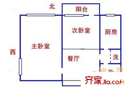 车道沟东里2室 户型图