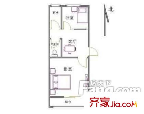 革新里小区户型图户型图 2室1厅1卫1厨