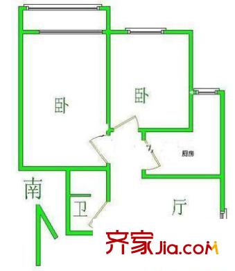 交大东路15号院户型图户型图 2室1厅1卫1厨