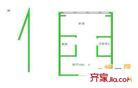 太极小区 1室 户型图
