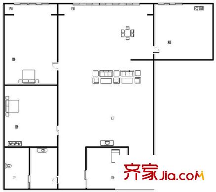 东鱼市口胡同 3室 户型图