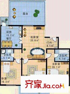 颐安嘉园户型图19/20号楼 D户型 3室3厅2卫1厨