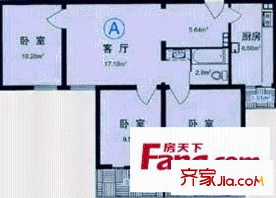 汉荣家园户型图户型A 3室1厅1卫1厨