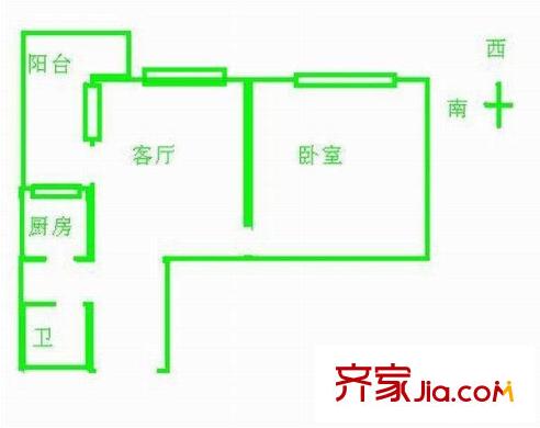 景王坟小区户型图户型图 1室1厅1卫1厨