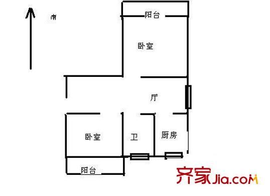 航天部大院 2室 户型图