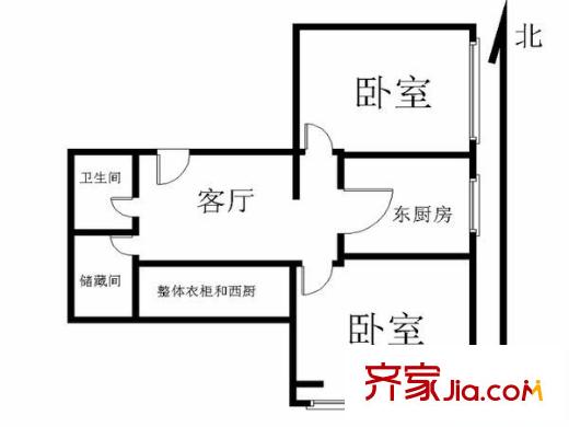 西交民巷小區(qū) 2室 戶型圖