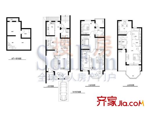 柏林山水户型图T2户型 3室4厅4卫1厨