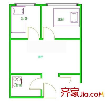 交大东路15号院户型图户型图 2室1厅1卫1厨
